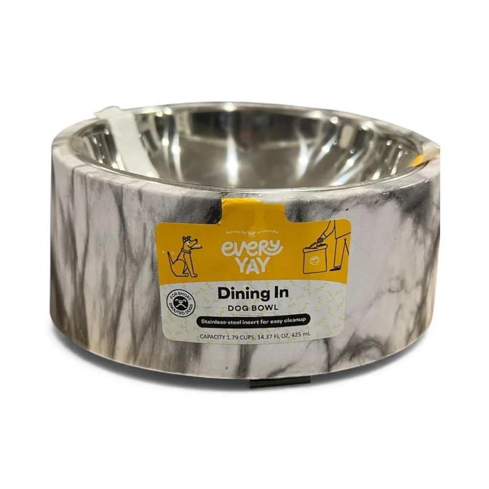 Dining In Marble Dog Bowl